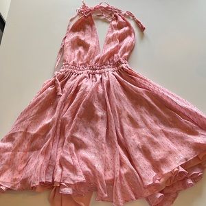 Loveshackfancy string halter mini in pink metallic dot size 1/S